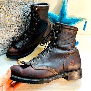 DOUBLE-H LADIES LANCER Leather BOOT 9M EXC LACE UP